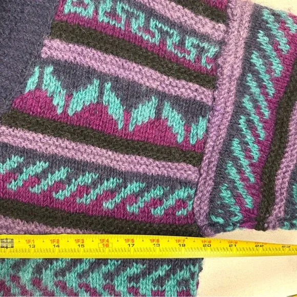 Lost Horizons Wool Button Down Cardigan Sweater Fair Isle Handmade Nepal - Picture 6 of 8